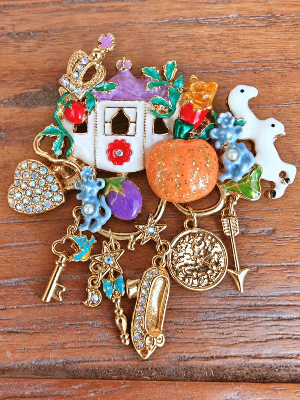Kirks Folly Vintage Cinderella Coach Pumpkin Brooch Late for the Ball